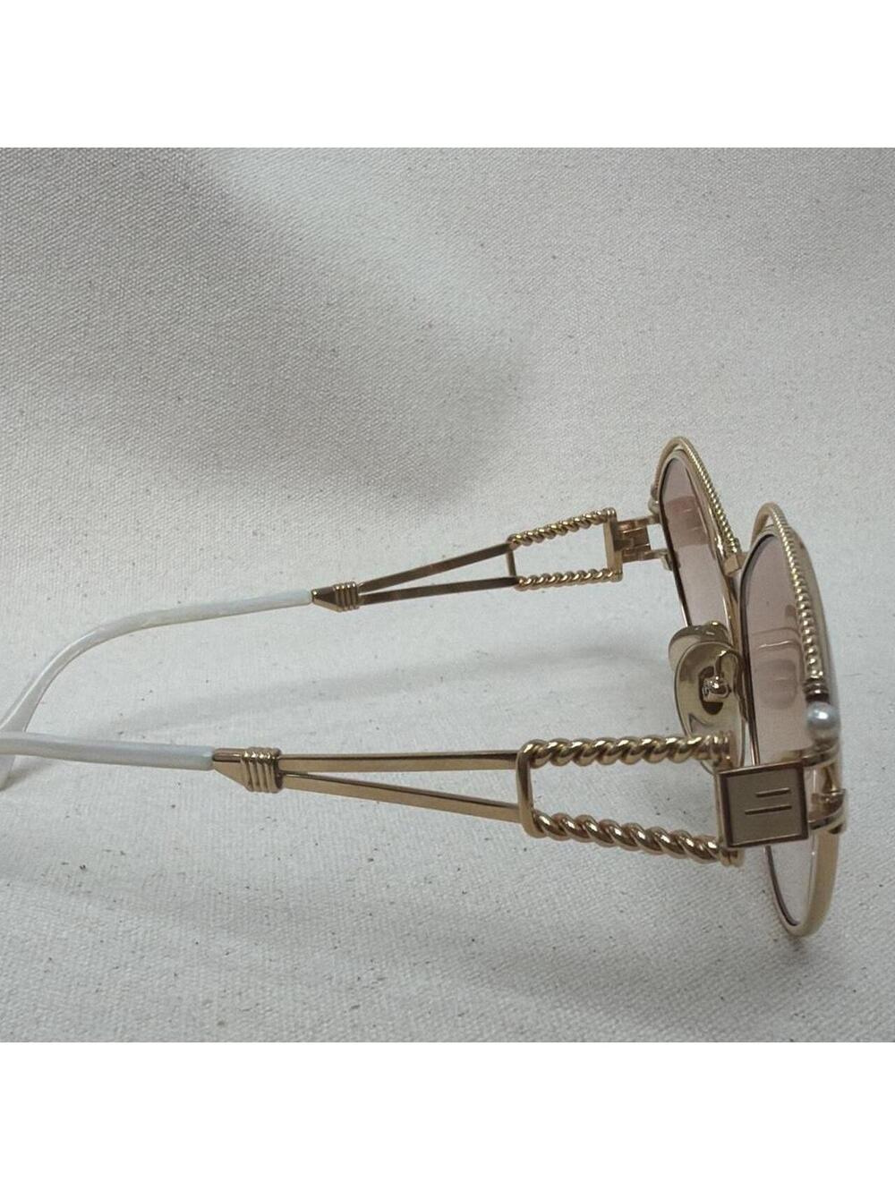 Henry Jullien Vintage Sunglasses Gold Plated Pearl Rope Oval Women France 80s - Picture 2 of 5